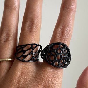 Set of 2 - Modern Carbon Fiber Black Rings